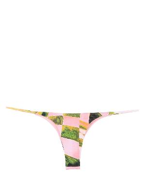 Louisa Ballou - Pink Mini Ring Thong Bikini Bottoms