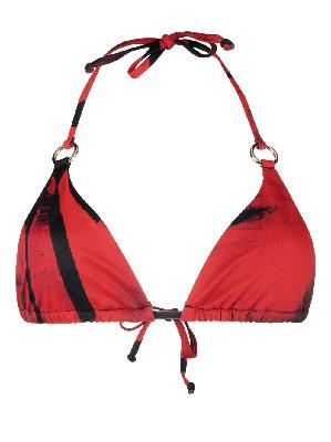 Louisa Ballou - Red Mini Ring Triangle Bikini Top
