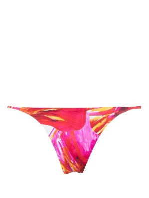 Louisa Ballou - Pink Mini Ring Floral Print Bikini Bottoms