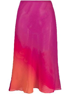 Louisa Ballou - Pink Bias Gradient Print Midi Skirt