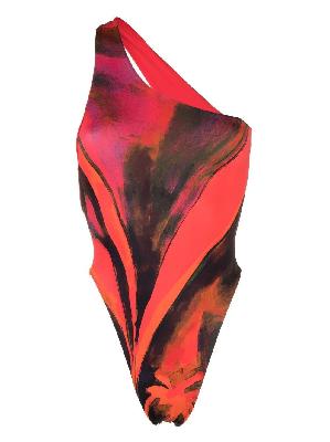 Louisa Ballou - Red Plunge One Shoulder Swimsuit