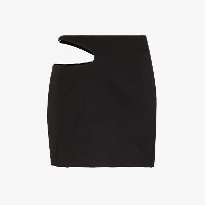 Low Classic - Black Curve Hole Wool Mini Skirt