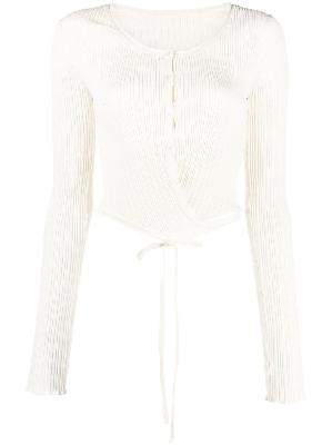Low Classic - White Ribbed Wrap Cardigan