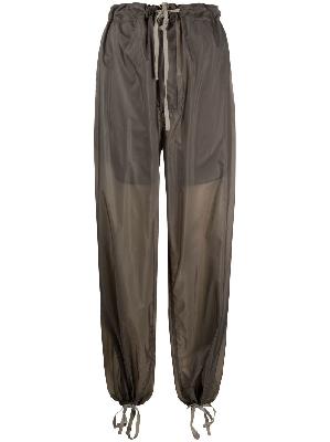 Maison Margiela - Grey High-Waisted Drawstring Silk Trousers