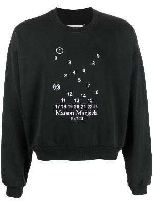 Maison Margiela - Black Numerical Logo Embroidered Sweatshirt