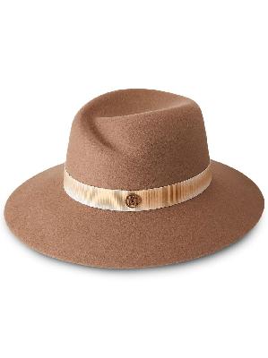 Maison Michel - Brown Virginie Logo Detail Fedora Hat