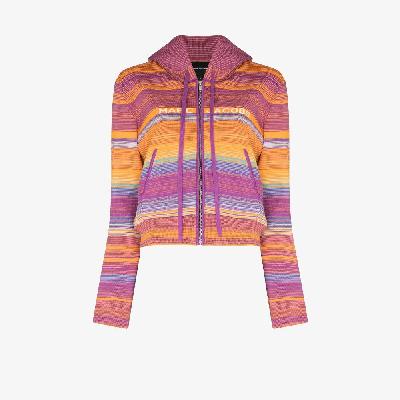 Marc Jacobs - Purple The Cropped Striped Zip-Up Hoodie