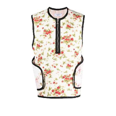 Marine Serre - White Floral Print Quilted Vest