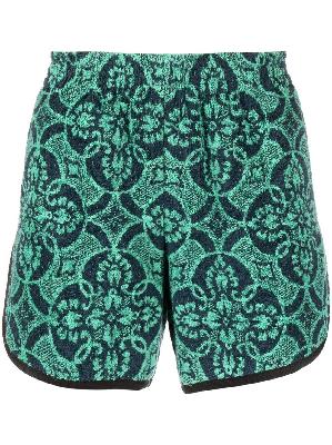 Marine Serre - Green Patterned Jacquard Towels Track Shorts