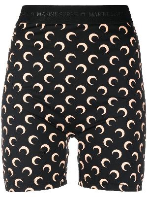 Marine Serre - Black And Tan Beige Moon Stretch Shorts