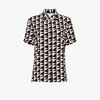 Matteau - Brown And White Geometric Print Silk Shirt