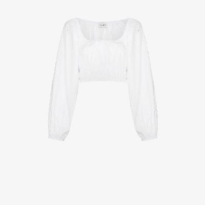Matteau - White Embroidered Cropped Blouse