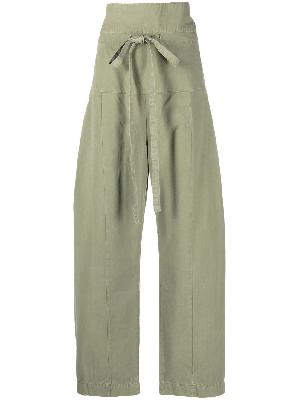 Matteau - Green Wide-Leg Cotton Trousers