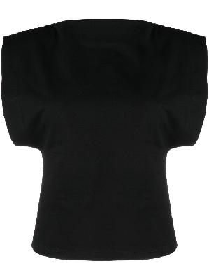 Matteau - Black Boat Neck Cotton T-Shirt