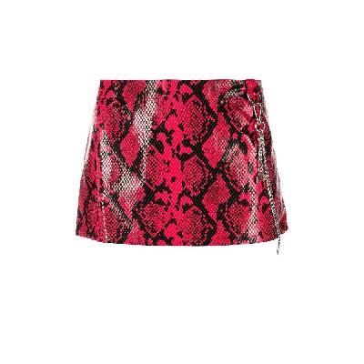 Miaou - Red Fig Snake-Effect Mini Skirt