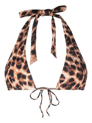 Miaou - Brown Leopard Print Halterneck Bikini Top