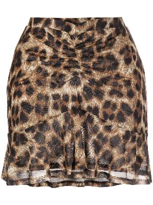 Miaou - Brown Alva Leopard Print Mini Skirt