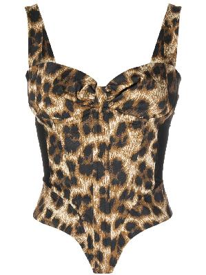 Miaou - Brown Deville Leopard Print Corset Top