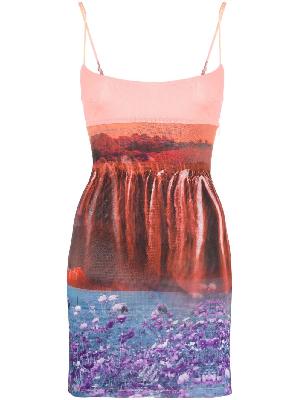 Miaou - Orange Anya Oasis Print Mini Dress