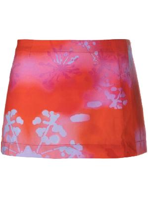 Miaou - Red Fig Abstract Print Mini Skirt