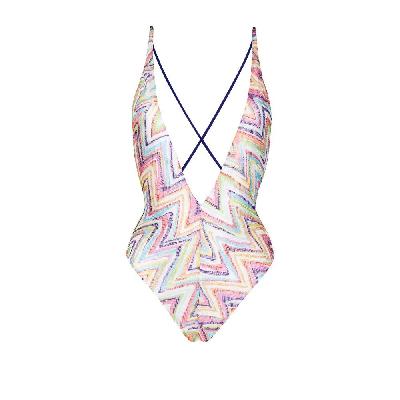 Missoni - Pink Zigzag Crochet Knit Swimsuit