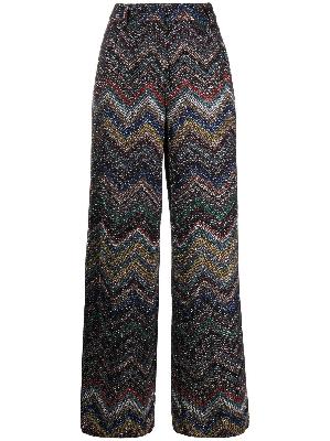 Missoni - Black Zigzag Knitted Flared Trousers