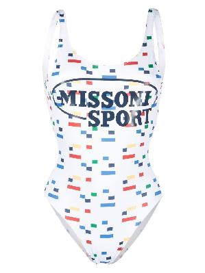 Missoni - White Pixelated Logo Print Swimsuit