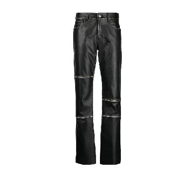 MM6 Maison Margiela - Black Straight-Leg Leather Trousers