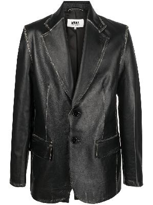 MM6 Maison Margiela - Black Single-Breasted Leather Blazer