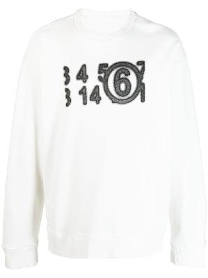 MM6 Maison Margiela - White Numbers Logo Cotton Sweatshirt