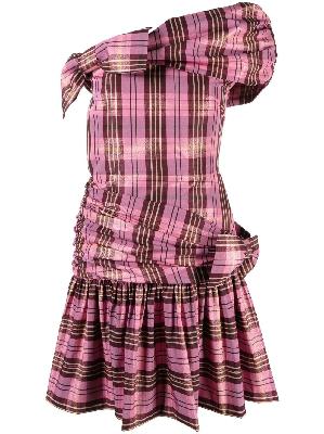 Molly Goddard - Pink Dimitria Bow Detail Checked Dress