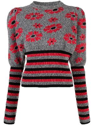 Molly Goddard - Grey Becca Floral-Intarsia Sweater