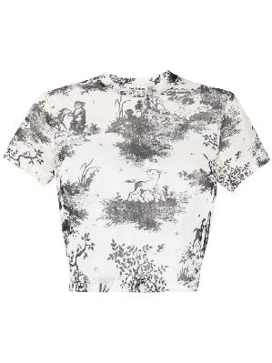 Molly Goddard - White Graphic Print Cropped T-Shirt