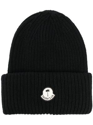 Moncler Genius - Black Logo-Patch Ribbed-Knit Beanie