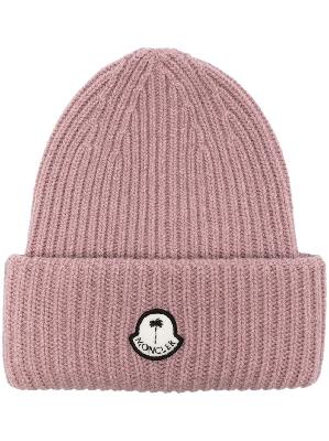 Moncler Genius - Pink Logo-Patch Knit Beanie