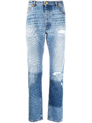 Moncler Genius - Blue Ripped-Detail Straight-Leg Jeans