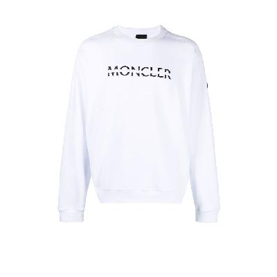 Moncler - White Logo Embroidered Cotton Fleece Sweatshirt