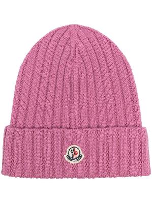 Moncler - Pink Wool Logo Patch Beanie
