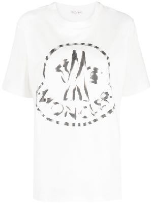 Moncler - White Logo Print Cotton T-Shirt