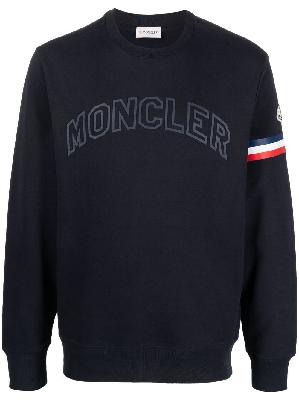 Moncler - Blue Logo Print Stripe Sweatshirt