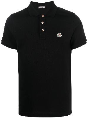 Moncler - Black Logo-Patch Cotton Polo Shirt