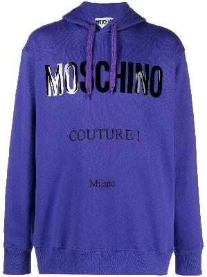 Moschino - Purple Logo Organic Cotton Hoodie