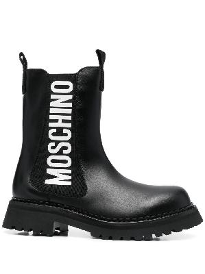 Moschino - Black Logo Leather Ankle Boots