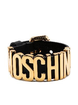 Moschino - Black Logo Lettering Leather Bracelet