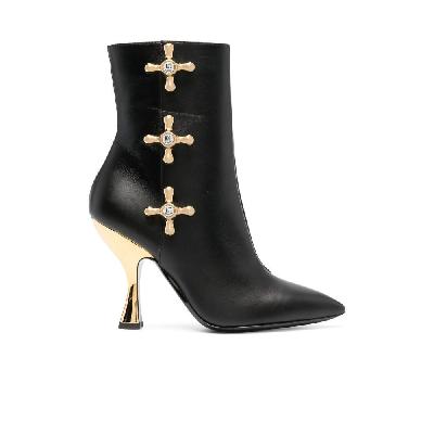 Moschino - Black Faucet Detail 100 Leather Ankle Boots