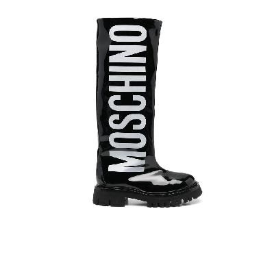 Moschino - Black Logo Print Rain Boots