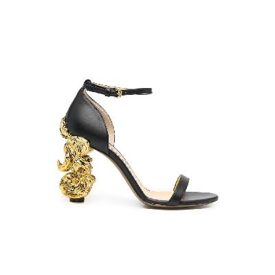 Moschino - Black 90 Sculpted Heel Leather Sandals
