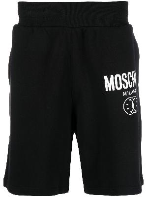Moschino - Black Logo Print Cotton Track Shorts