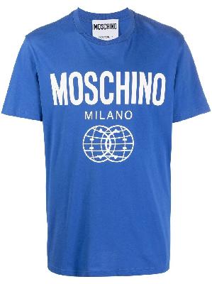 Moschino - Blue Logo Print Cotton T-Shirt