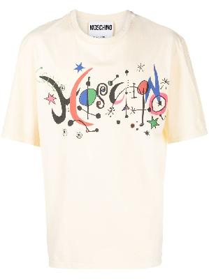Moschino - Yellow New Wave Logo Print Cotton T-Shirt